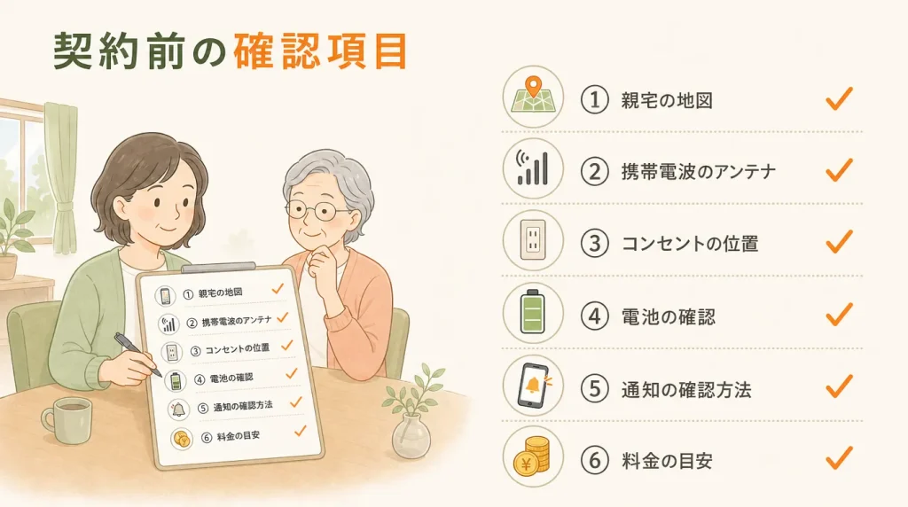 Wi-Fi不要の見守りサービスを選ぶときの確認項目